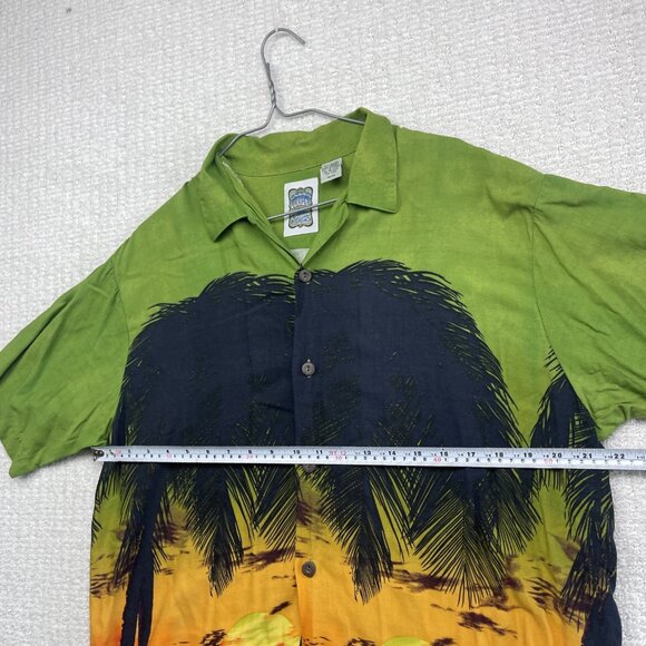 Vintage Ocean Current Hawaiian Shirt Sun set Beach Scene Surf Palm tree Sz M - Picture 8 of 16